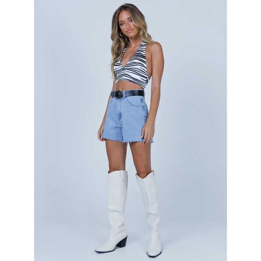 Light Wash Princess Polly Frayed Hem Laurena Denim Shorts Summer Preppy- Sz 4
